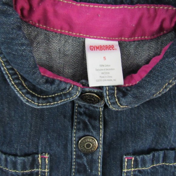 Gymboree - Little Girl's Size 5 Denim Jean Dress - Embroidered Accents & Pleated - Picture 3 of 3